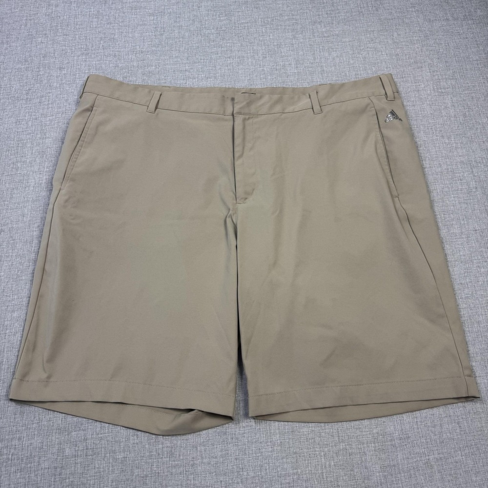 Adidas Golf Chino Shorts Mens 42 Beige Polyester Performance 10" Inseam Pockets